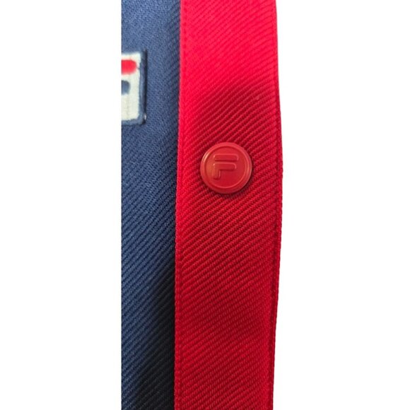 FILA Vintage Snap Track Pants – Navy & Red Striped Retro Athletic Style - Picture 4 of 8